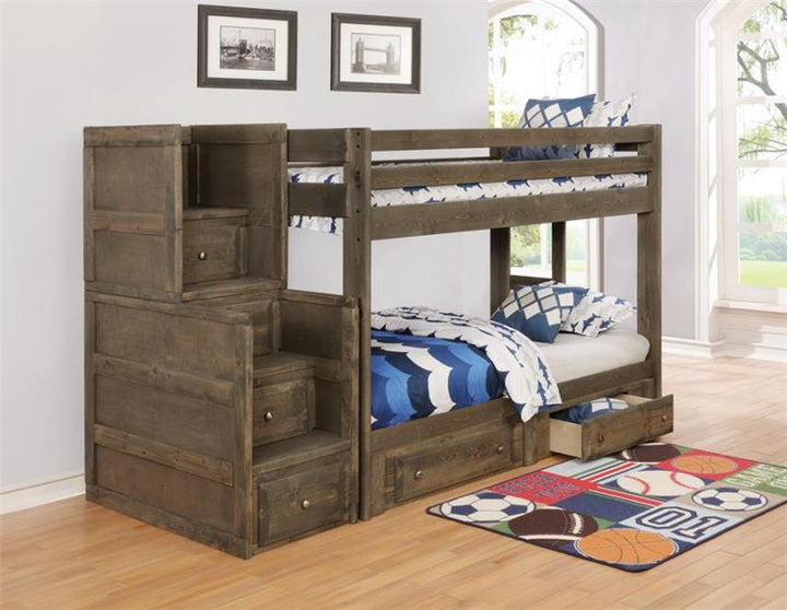 Wrangle Hill Twin Over Twin Bunk Bed Gun Smoke (400831)