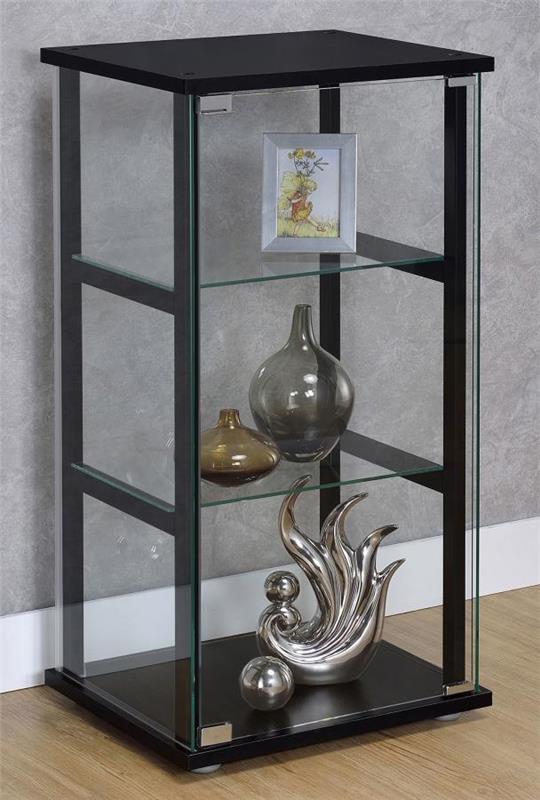 Cyclamen 3-shelf Glass Curio Cabinet Black and Clear (950179)