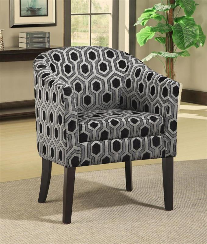 Jansen Hexagon Patterned Accent Chair Grey and Black (900435)