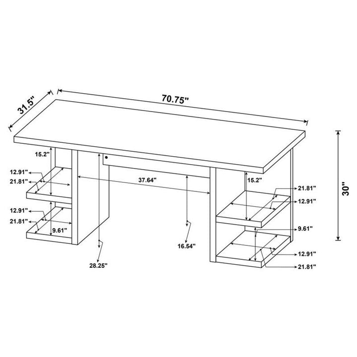 Alice Writing Desk White with Open Shelves (801455)