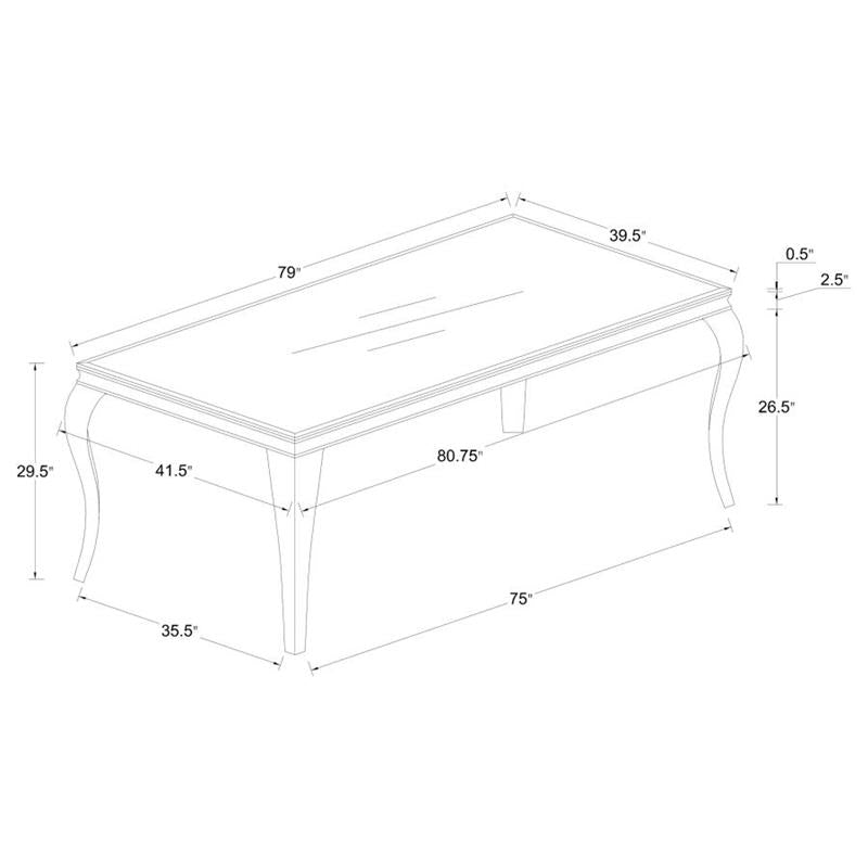 Carone 5-piece 81" Rectangular Dining Set Ink Blue and Chrome (115071-S5B)