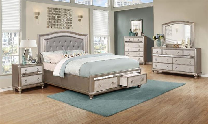 Bling Game Upholstered Storage Queen Bed Metallic Platinum (204180Q)
