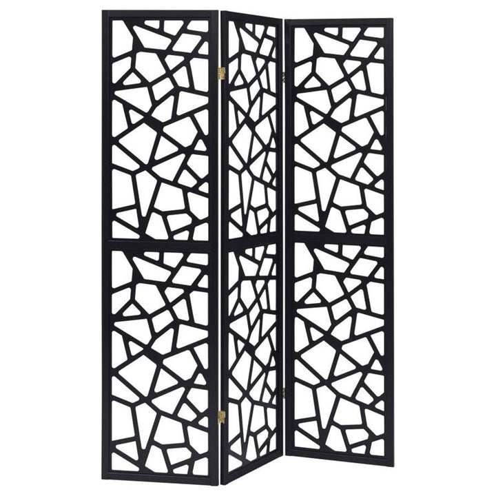 Nailan 3-panel Open Mosaic Pattern Room Divider Black (900092)