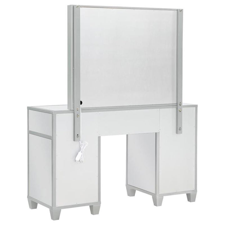 Allora 9-drawer Mirrored Storage Vanity Set with Hollywood Lighting Metallic (930242)