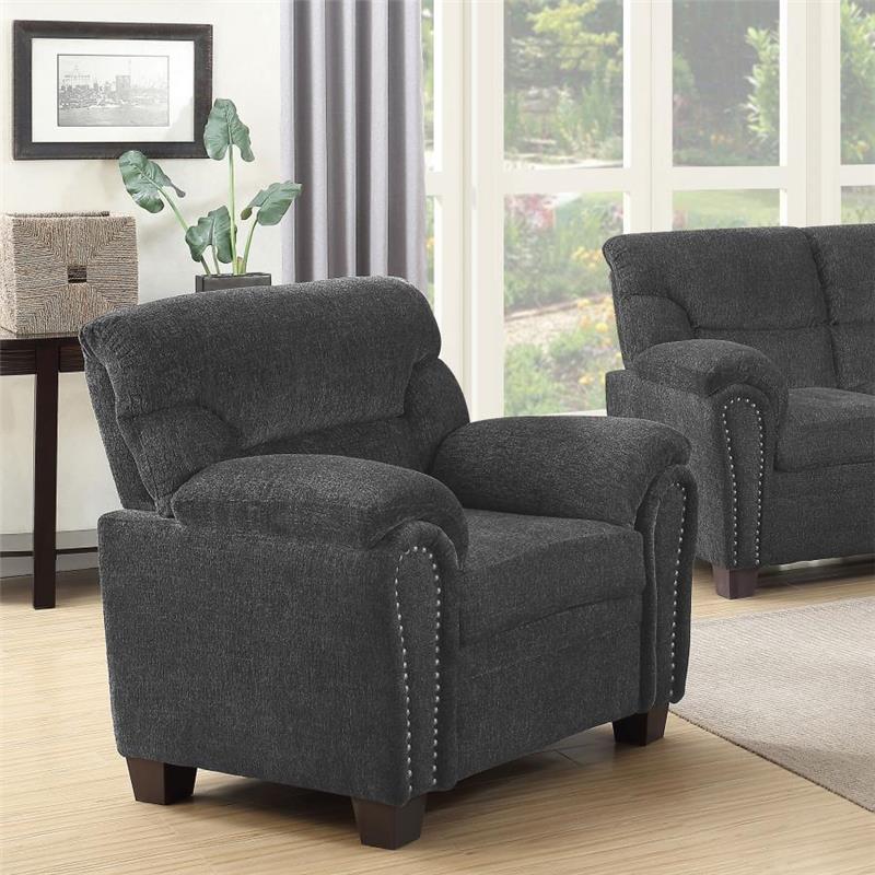 Clementine Upholstered Chair with Nailhead Trim Grey (506576)