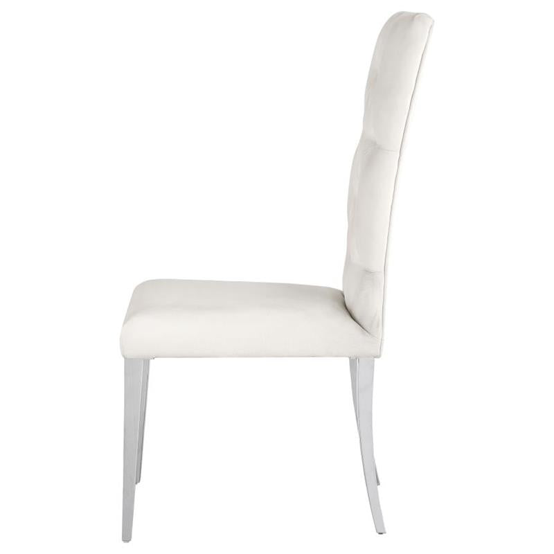 Kerwin Tufted Upholstered Side Chair (Set of 2) White and Chrome (111102)