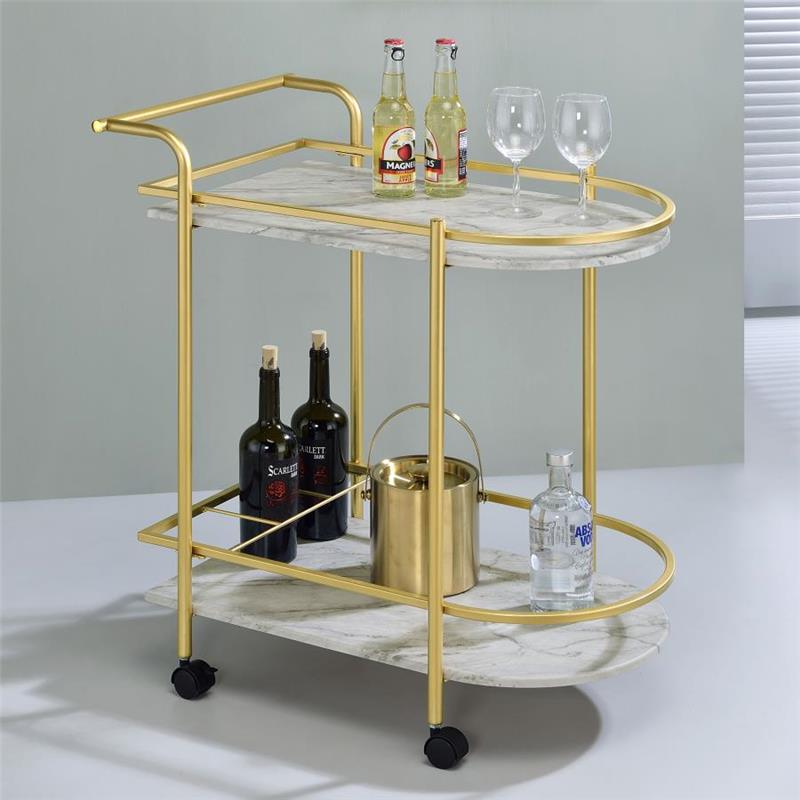 Desiree 2-tier Bar Cart with Casters Gold (181377)