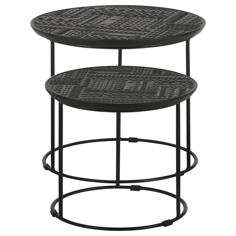 Loannis 2-piece Round Nesting Table Matte Black (935842)