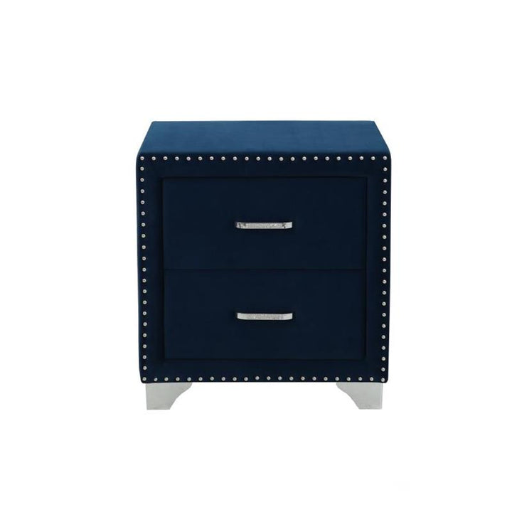 Melody 2-drawer Upholstered Nightstand Pacific Blue (223372)