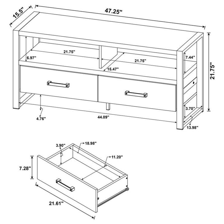 James 2-drawer Composite Wood 48" TV Stand Dark Pine (704281)