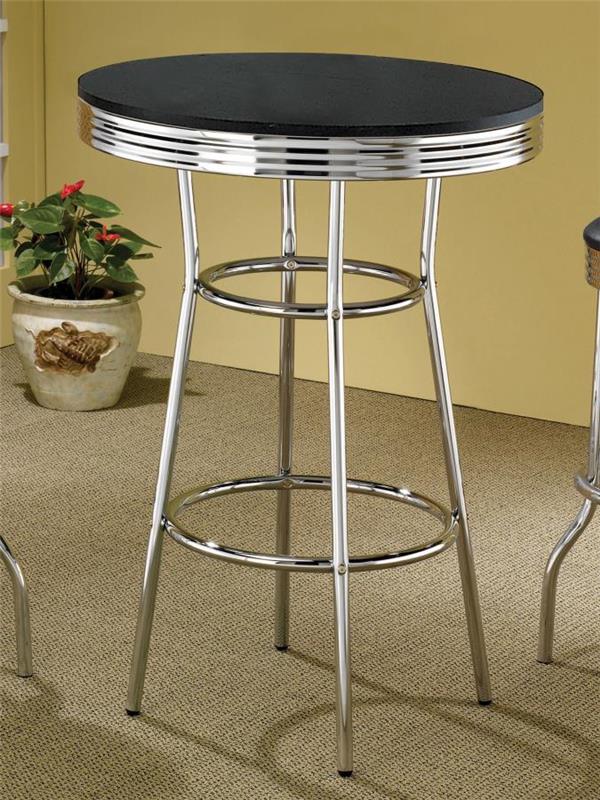 Theodore Round Bar Table Black and Chrome (2405)