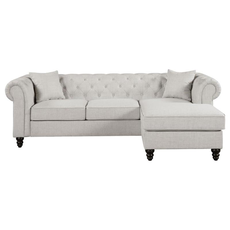 Cecilia Upholstered Tufted Sectional Oatmeal (509457)