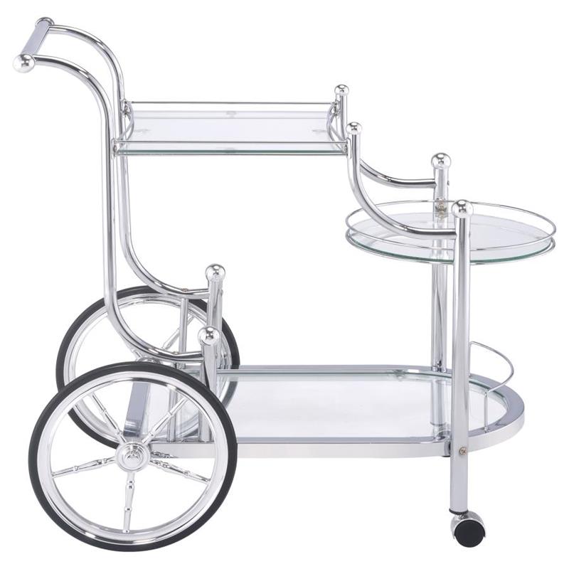 Sarandon 3-tier Serving Cart Chrome and Clear (910076)