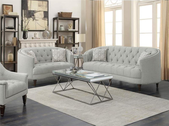 Avonlea Upholstered Tufted Living Room Set Grey (505641-S2)