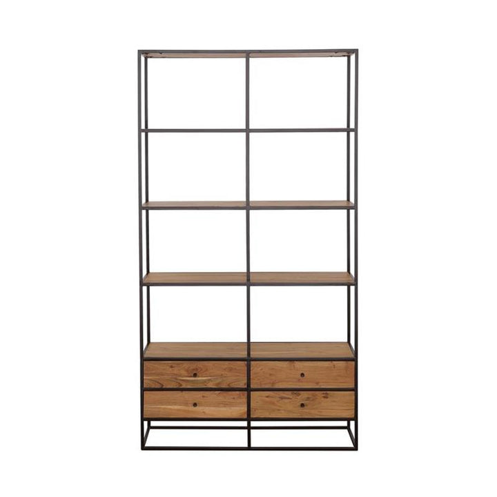 Belcroft 4-drawer Etagere Natural Acacia and Black (980056)
