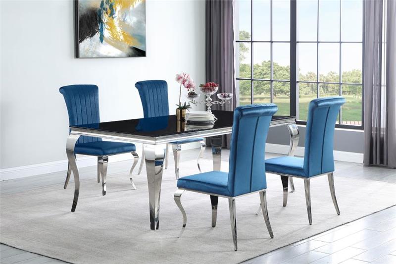 Betty Upholstered Side Chairs Teal and Chrome (Set of 4) (105076)