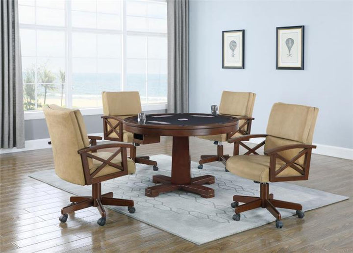 Marietta 5-piece Game Table Set Tobacco and Tan (100171-S5)