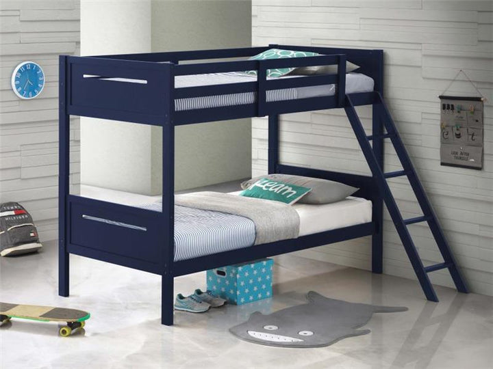 Littleton Twin Over Twin Bunk Bed Blue (405051BLU)
