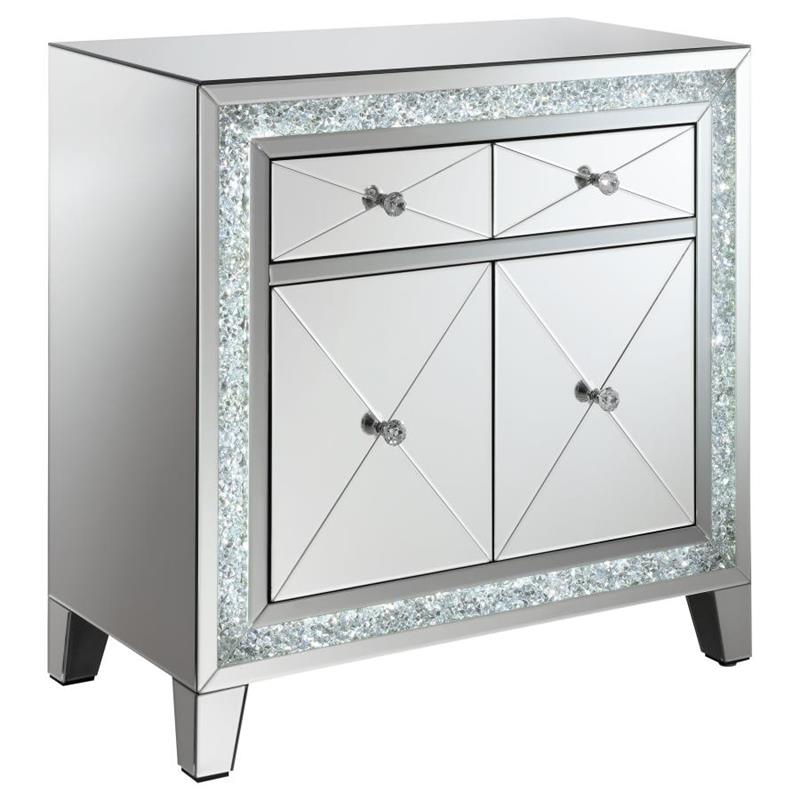 Arwen 2-drawer Accent Cabinet Clear Mirror with LED Lighting (959619)
