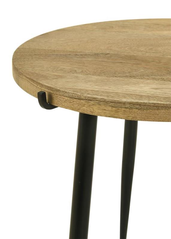 Pilar Round Solid Wood Top End Table Natural and Black (703607)