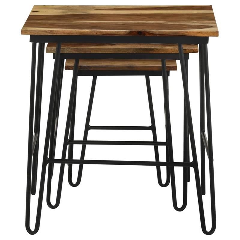 Nayeli 3-piece Nesting Table with Hairpin Legs Natural and Black (935981)