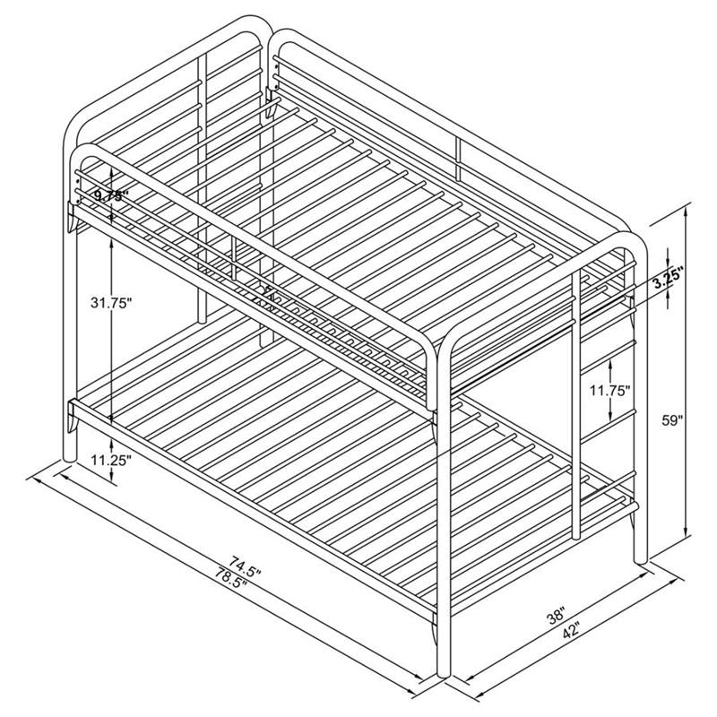 Morgan Twin Over Twin Bunk Bed Black (2256K)