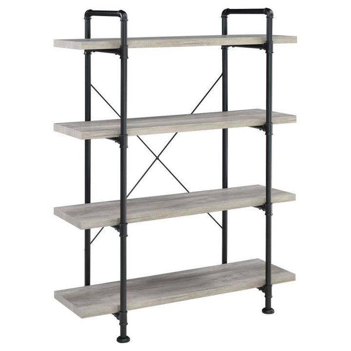 Delray 4-tier Open Shelving Bookcase Grey Driftwood and Black (804406)