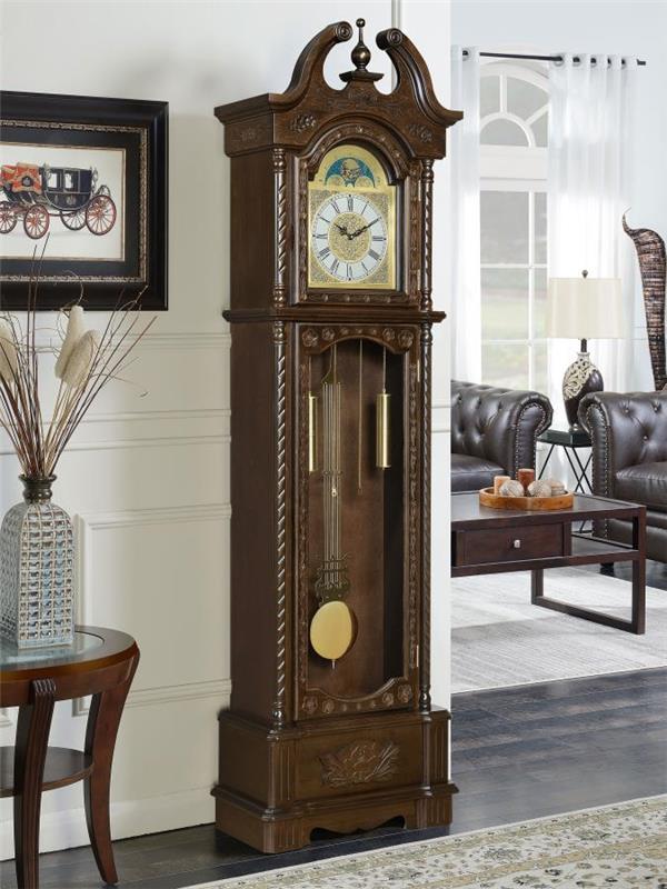 Cedric Grandfather Clock with Chime Golden Brown (900721)