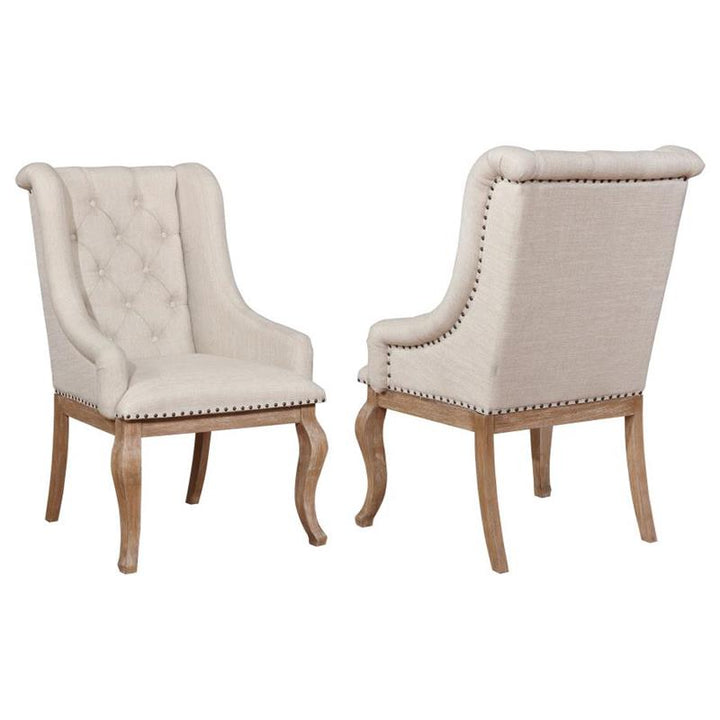 Brockway Tufted Arm Chairs Cream and Barley Brown (Set of 2) (110293)