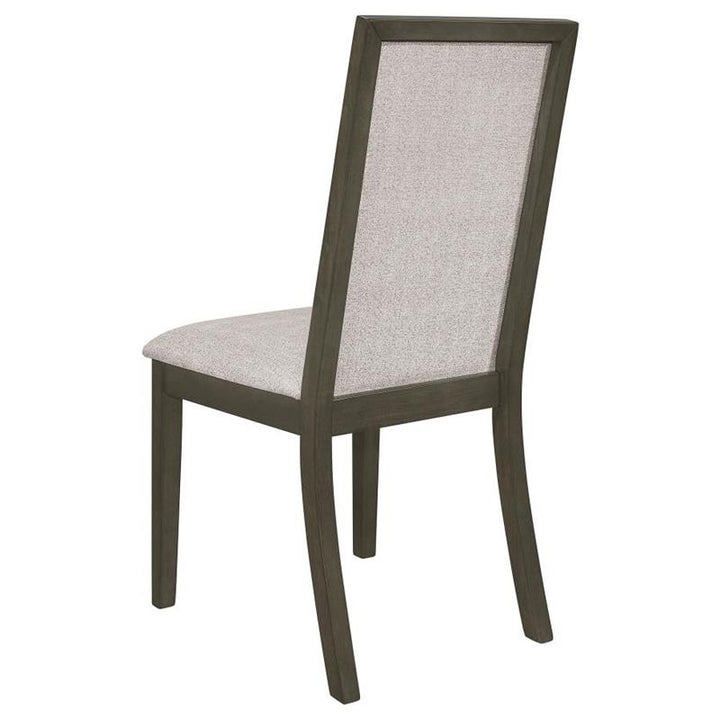 Kelly Upholstered Solid Back Dining Side Chair Beige and Dark Grey (Set of 2) (107962)