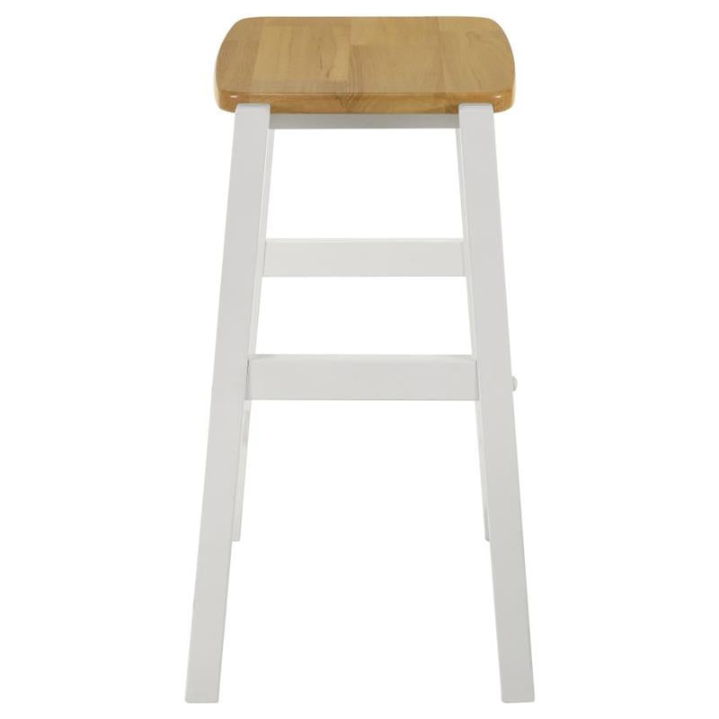 Hollis Wood Counter Height Backless Bar Stool Brown and White (Set of 2) (122247)