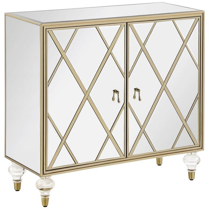 Astilbe 2-door Accent Cabinet Mirror and Champagne (951851)