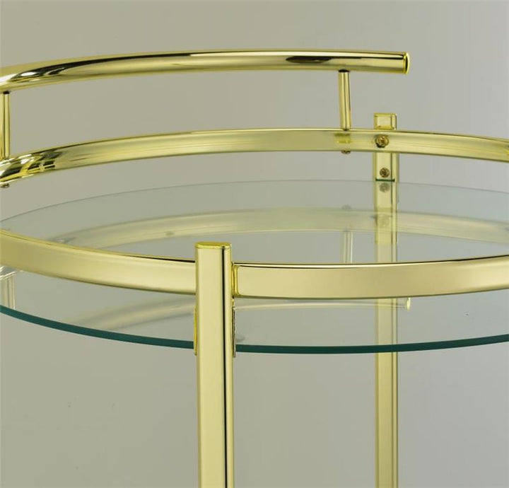 Chrissy 2-tier Round Glass Bar Cart Brass (181366)