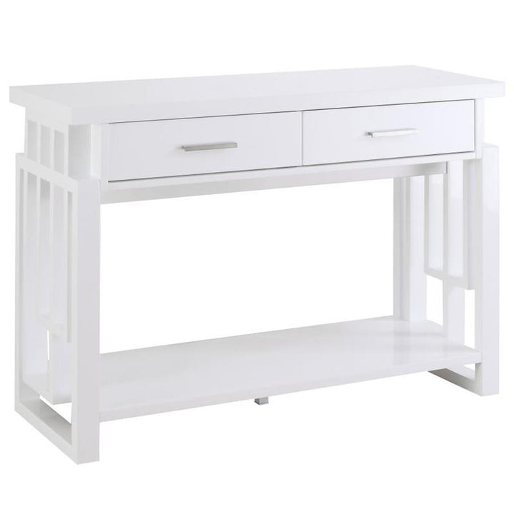 Schmitt Rectangular 2-drawer Sofa Table High Glossy White (705709)