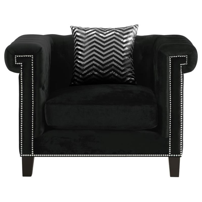 Reventlow Upholstered Tufted Living Room Set Black (505817-S3)