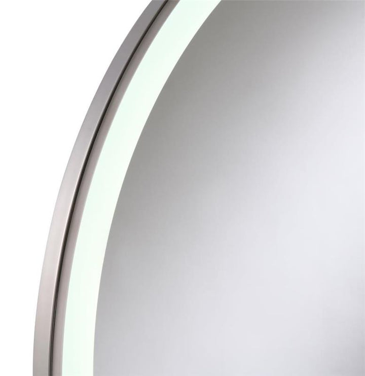 Jocelyn Round Table Top LED Vanity Mirror White Marble Base Chrome Frame (960960)