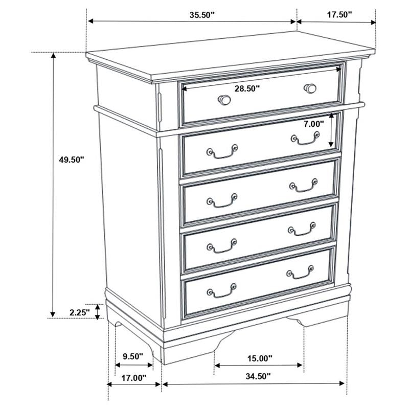 Manchester 5-drawer Chest Wheat (222895)