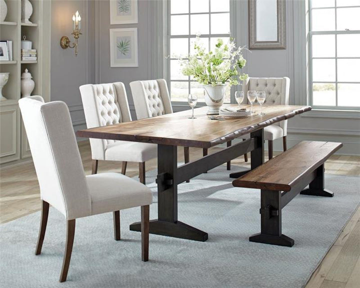 Bexley Rectangular Live Edge Dining Set Natural Honey and Espresso (110331-S6)