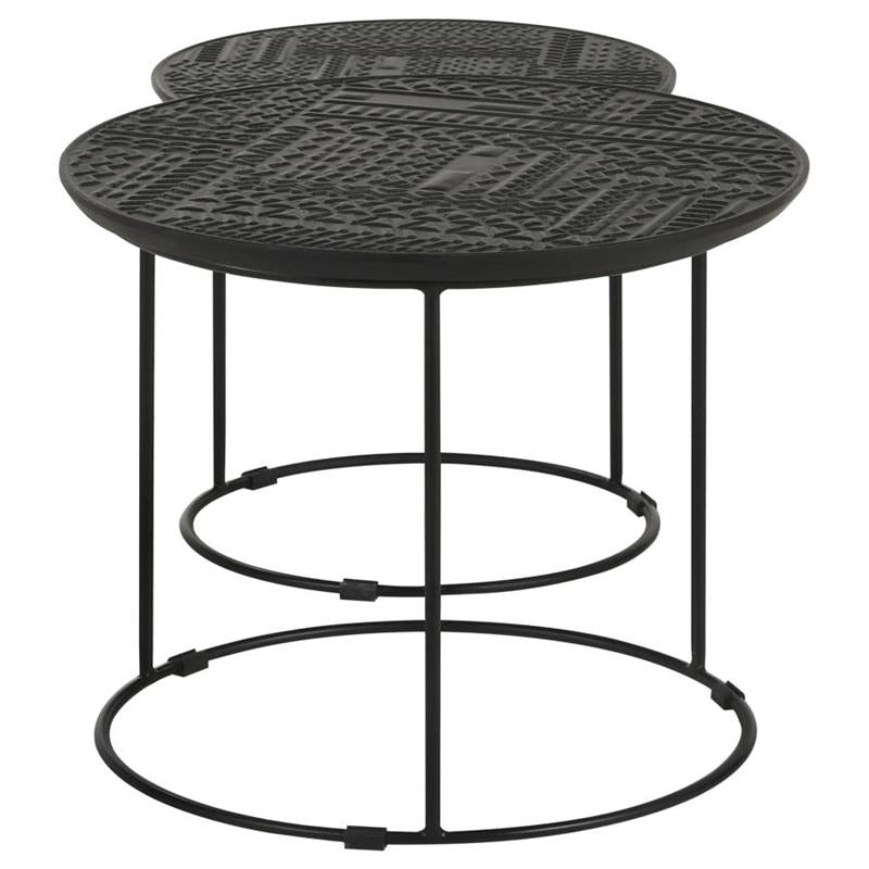 Loannis 2-piece Round Nesting Table Matte Black (935842)