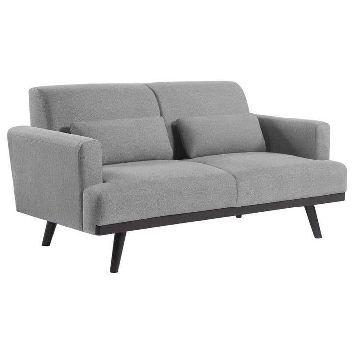 Blake Upholstered Loveseat with Track Arms Sharkskin and Dark Brown (511122)