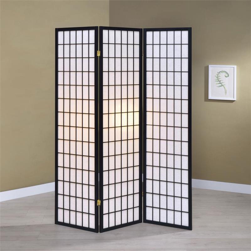 Carrie 3-panel Folding Screen Black and White (4622)