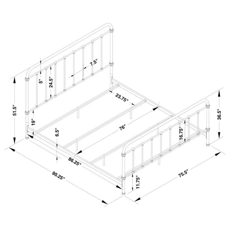 Livingston California King Panel Metal Bed Dark Bronze (300399KW)