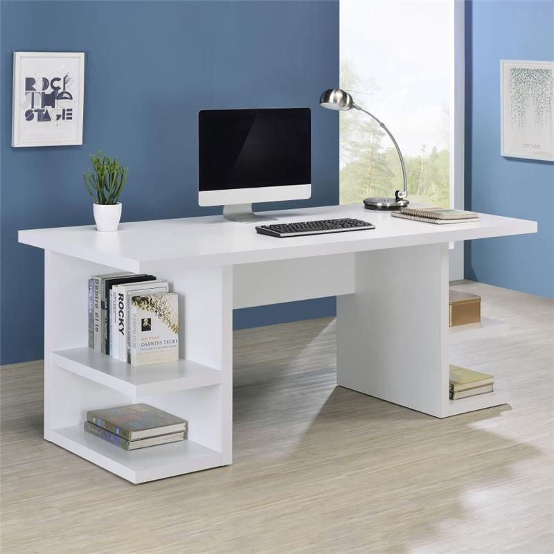 Alice Writing Desk White with Open Shelves (801455)