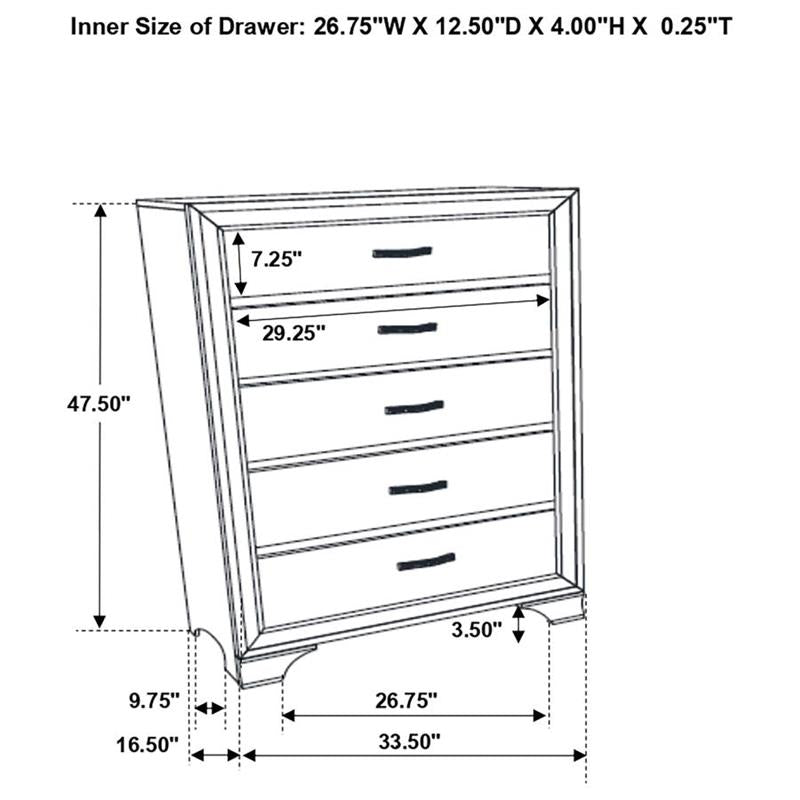 Beaumont 5-drawer Rectangular Chest Champagne (205295)