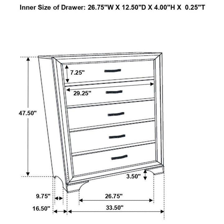 Beaumont 5-drawer Rectangular Chest Champagne (205295)