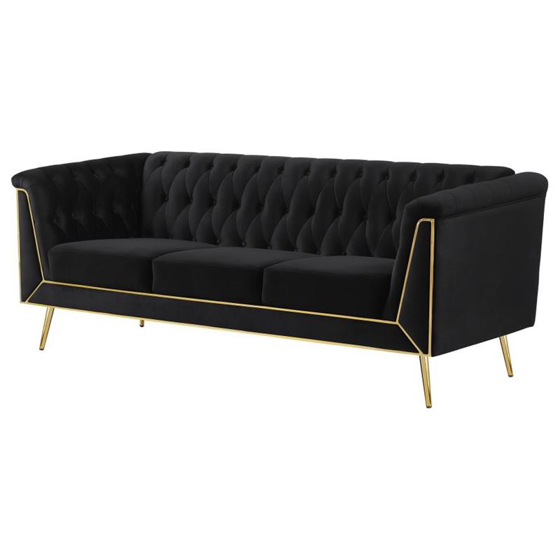 Holly Tuxedo Arm Tufted Back Sofa Black (508441)