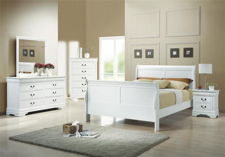 Louis Philippe Full Sleigh Panel Bed White (204691F)