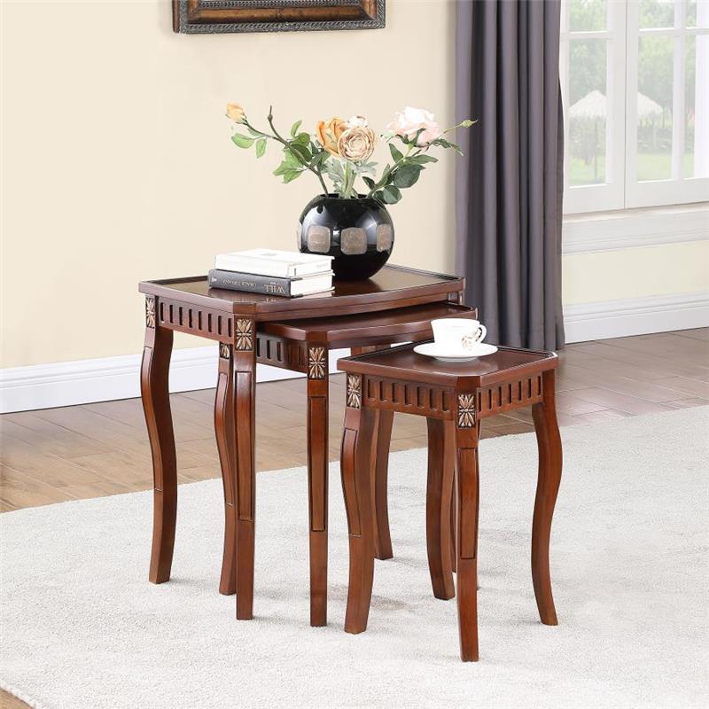 Daphne 3-piece Curved Leg Nesting Tables Warm Brown (901076)