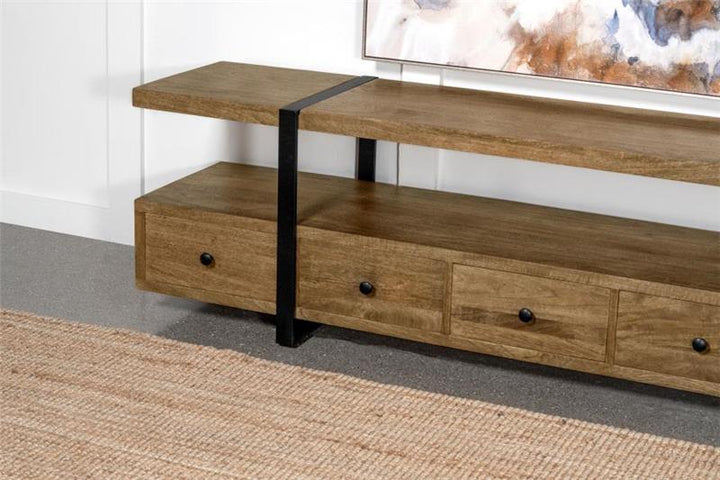 Otto 4-drawer Solid Wood 70" TV Stand Brown and Gunmetal (703243)