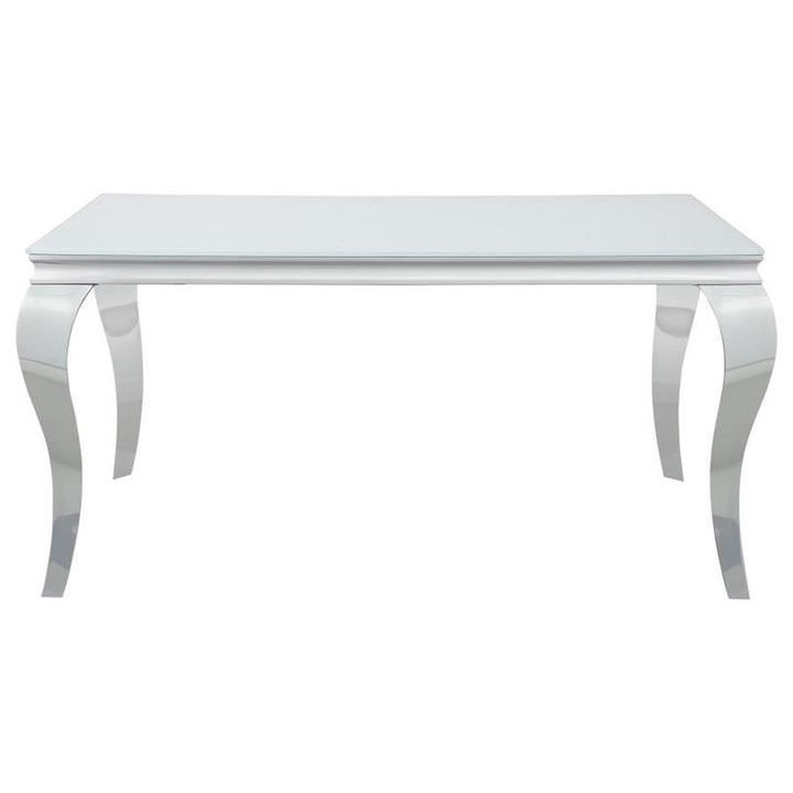 Carone Rectangular Glass Top Dining Table White and Chrome (115091)